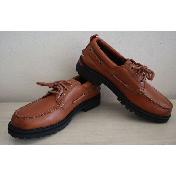 Sperry Top Sider STS24932 Men's Sz 9 Tan Unlined Lug 3-Eye Boat Shoes - Picture 1 of 16
